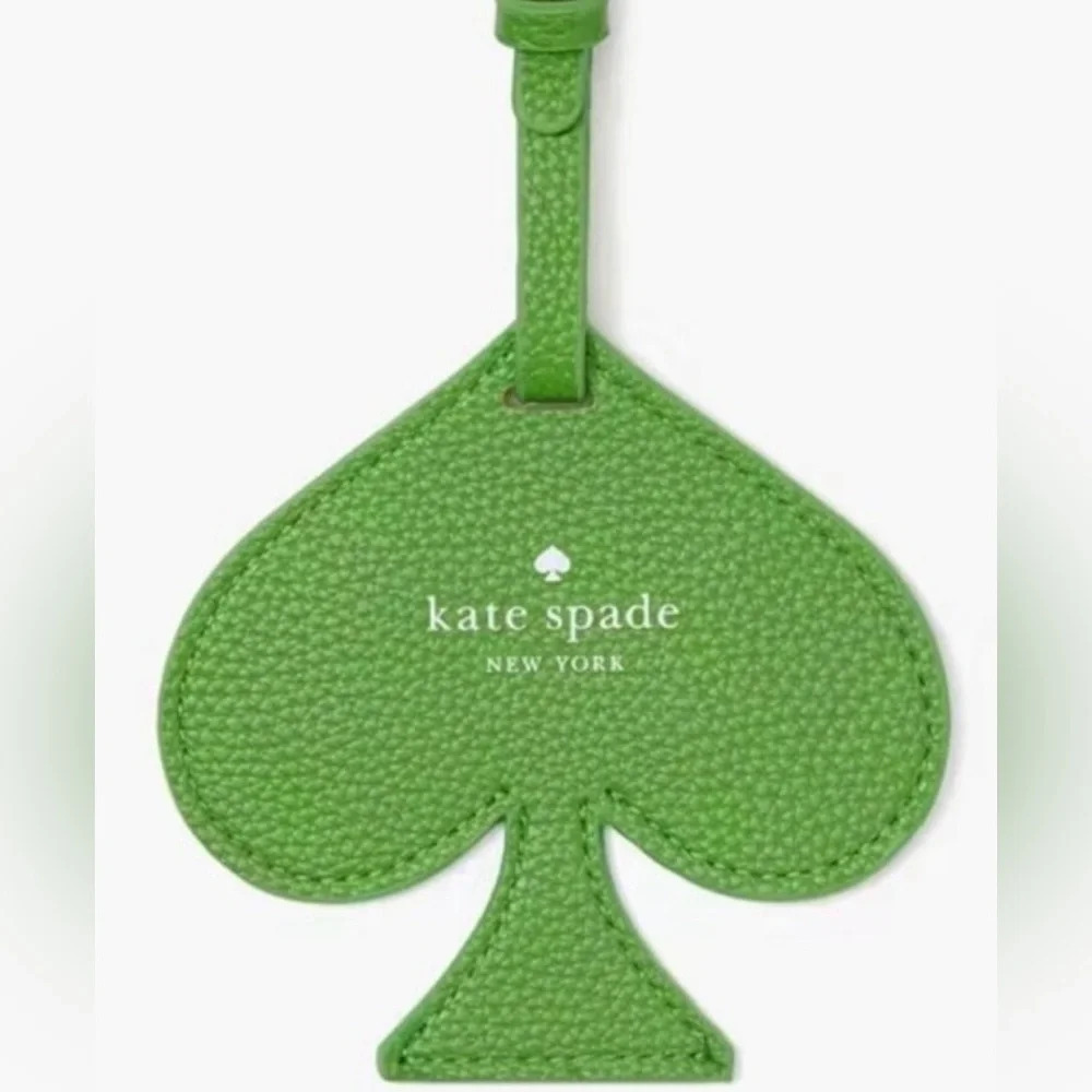 kate spade Unisex Kelly Green Spade Shaped Luggage Purse Bag Tote Clutch Tag